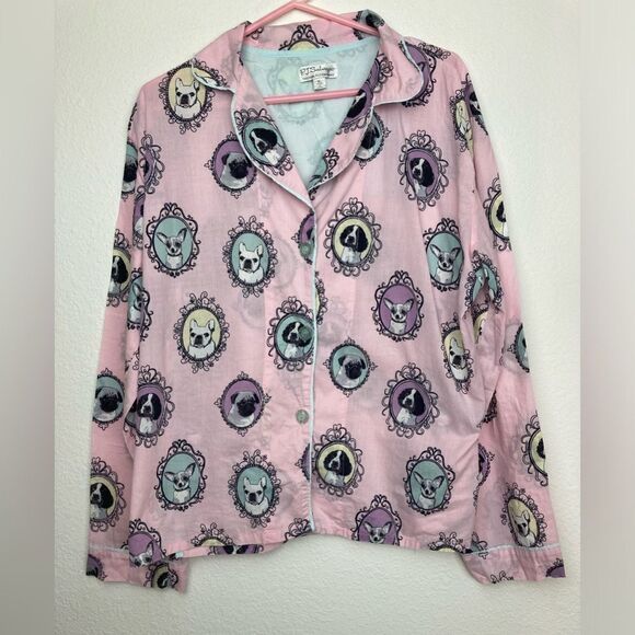 P.J.Salvage Rare VTG dog print pj top - Picture 1 of 12